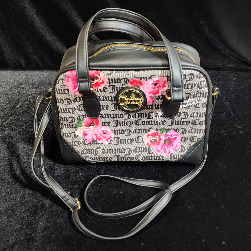 Juicy Couture LA If The Crown Fits Crossbody Shoulder bag Satchel Gray & Black